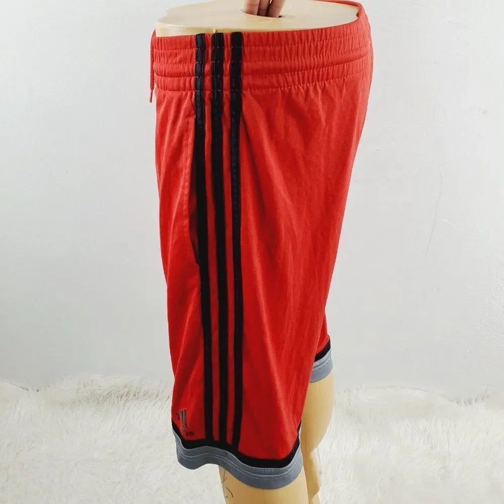 Adidas Men's Red‎ Elastic Waist Flat Front Drawstring Athletic Basic Shorts Sz M